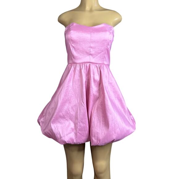 Altar'd State Jackie Strapless Bubble Mini Dress Pink Size Large NWT - Picture 1 of 10